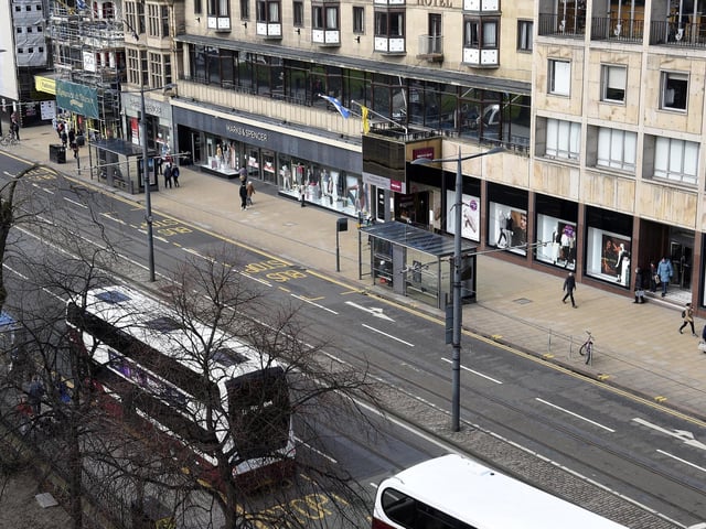 Businesses on Princes Street including Urban Outfitters and Vans have closed their doors to the public temporarily. Picture: Lisa Ferguson