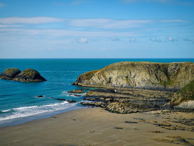 Traeth Llyfn is a sandy and rocky beach located between Porthgain and Abereiddi. The beach is reached by very steep metal stairs, but there are rock pools to explore and scenic views to take in when you get there (Photo: Shutterstock)