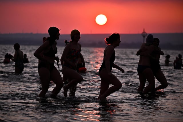 The sea was almost freezing but that didn't stop hundreds of brave souls from taking the plunge. Jeff J Mitchell/Getty Images