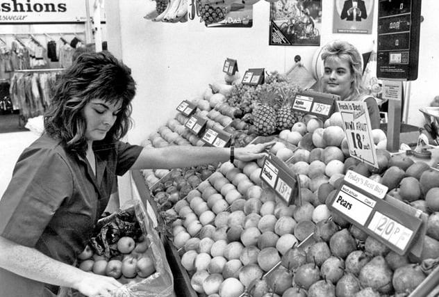 A fruit stall at Crystal Peaks Indoor Market, 1988 (picture S01928)