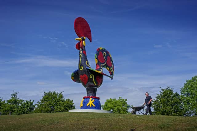 Portuguese artist Joana Vasconcelos' Pop Galo - Pop Rooster - at the Yorkshire Sculpture Park. Picture: Tony Johnson.