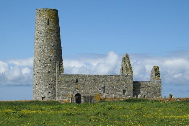 Egilsay is one of the Orkney islands which has a strong connection to the Viking people. St Magnus Church (pictured) was built around 1136. It was named after Earl Magnus, who was killed on the island in 1116 by an axe-blow to the head. The earl, made a saint after his death, had been in a fight with an Earl Hakon over who should rule Orkney. The island's name is thought to literally mean Eigil's Island in Norse.