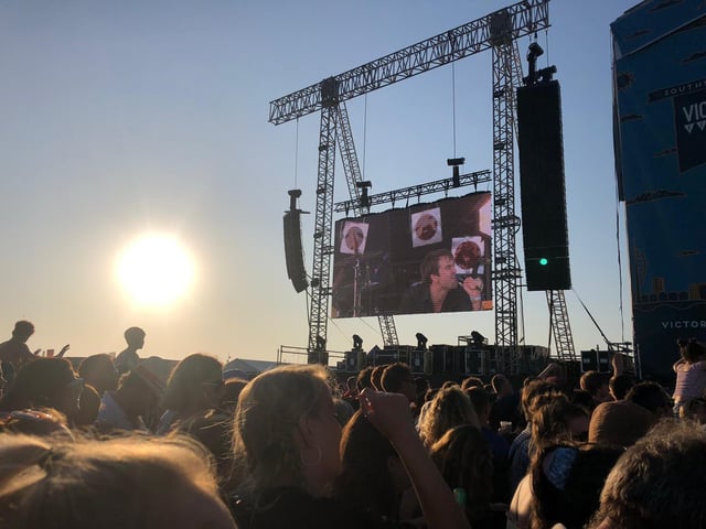 Crowd watch on as The Vaccines play on Day 3 of Victorious Festival