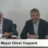 Oliver Coppard speaking in front of the Mayoral Combined Authority Board.