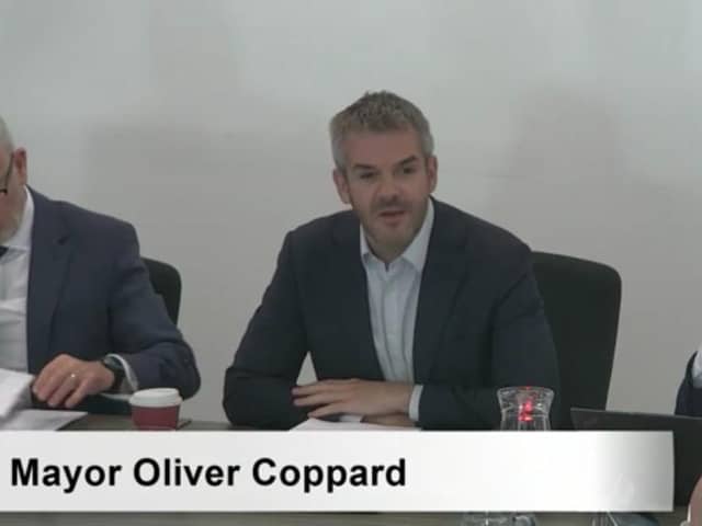 Oliver Coppard speaking in front of the Mayoral Combined Authority Board.