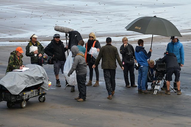 The film crew of Vera recording on Middleton Beach in Hartlepool. Did you see it?