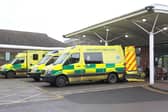 File picture shows ambulances at Northern General Hospital A&E department, Sheffield. It took over three hours for an ambulance to be sent to Kelly Ellis, who was dead when it arrived.