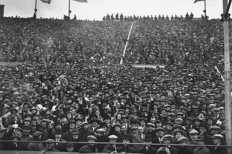 A section of the crowd at Wembley Stadium to watch the match