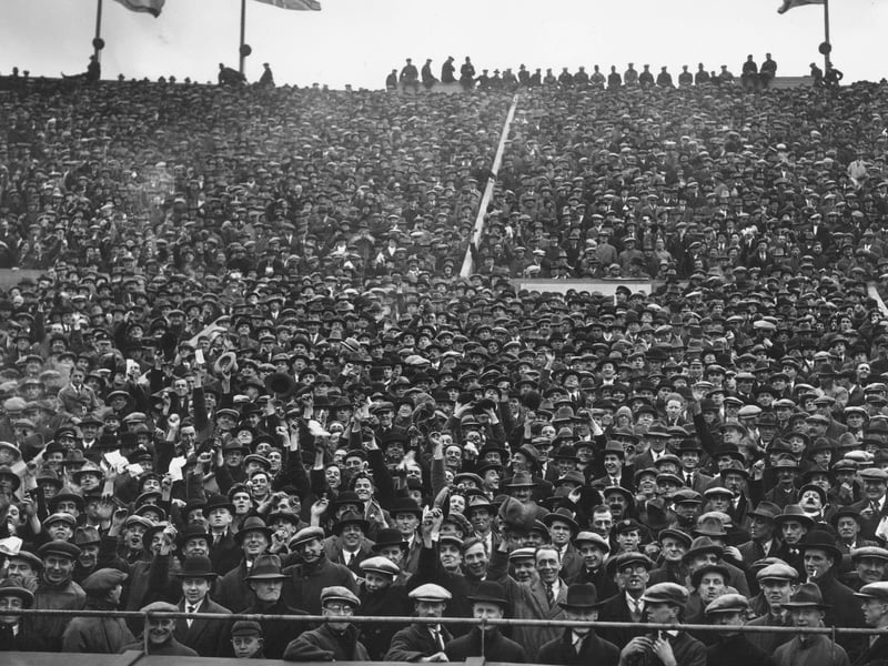 A section of the crowd at Wembley Stadium to watch the match