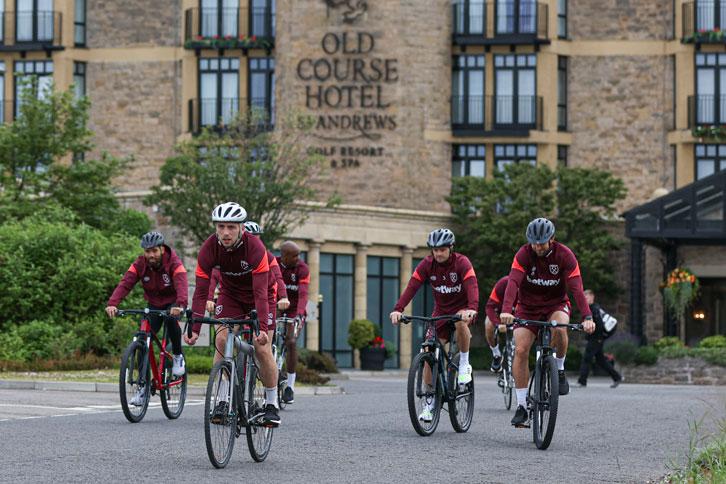 Cycling past the Old Course Hotel.