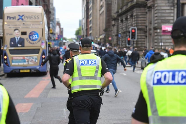 A police helicopter was deployed and could be seen flying over the city centre.
