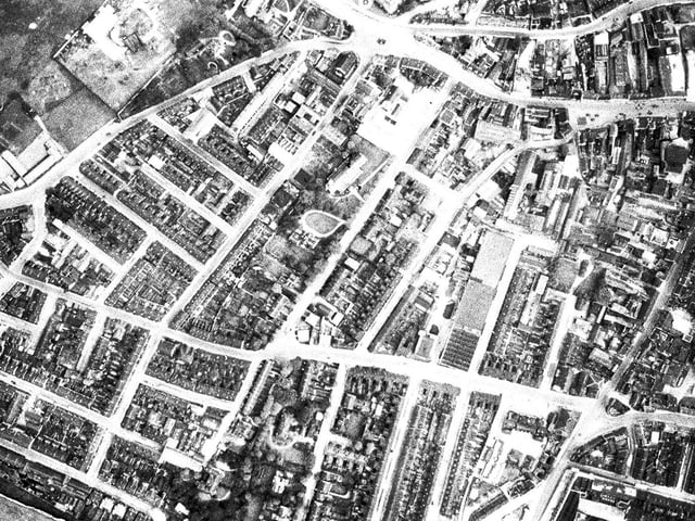 Mansfield Town Centre Aerial picture taken in 1943
