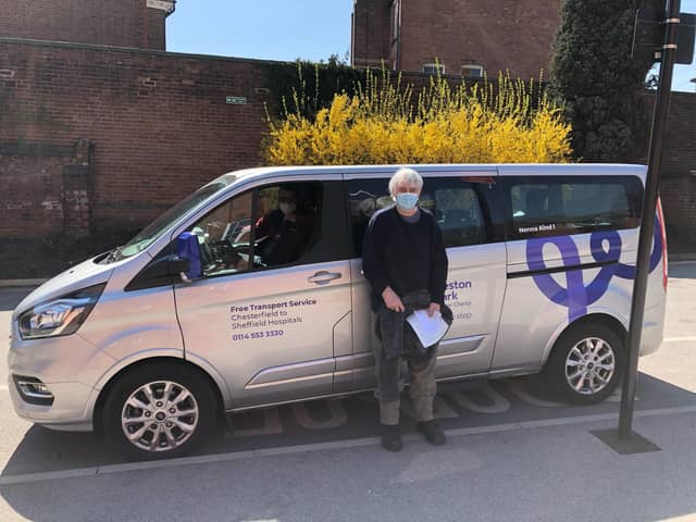 Philip Abbott, who became the first passenger on Weston Park Cancer Charity's Chesterfield transport service earlier this year.