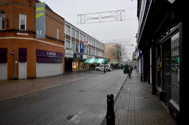 The quiet streets of Chesterfield town centre on the last weekend of the second national lockdown before Derbyshire is placed under Tier 3 Covid-19 rules.