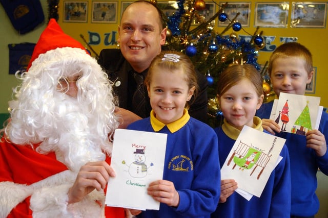 These pupils were given prizes for designing great Christmas cards. Who remembers this from 15 years ago?