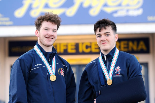 Reece Cochrane & Caly Robertson - gold medal winners with GB under-18 ice hockey team
