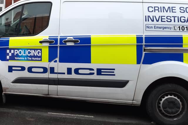 Man arrested on suspicion of murder after South Yorkshire death this morning. File picture of police van