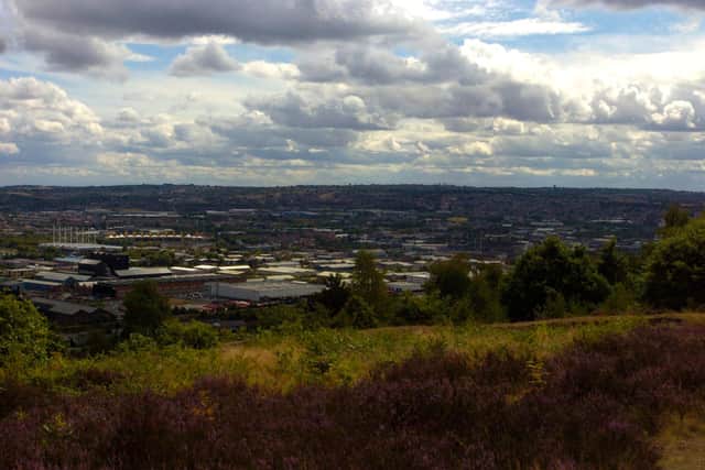 A view from the top of Wincobank Hill, which has the remains of an Iron Age hillfort, over Sheffield, in 2011