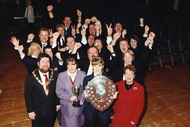 Ever Ready Band member Anne Armstrong (centre) was pictured receiving the championship shield from Hartlepool's Deputy Mayor, Carl Richardson and his Deputy Mayoress Marjorie Richardson. But who can tell us more about this December 1999 photo?