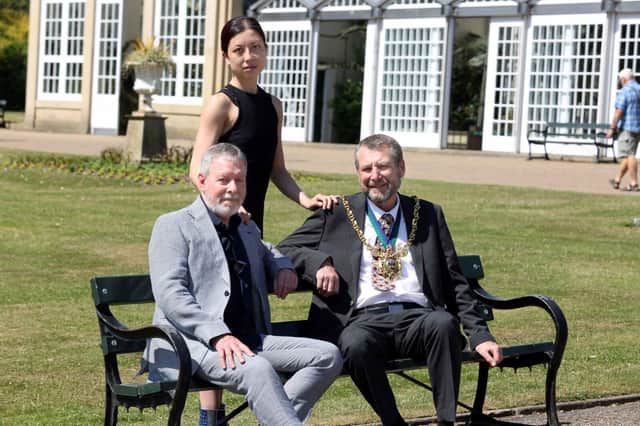 Sheffield Lord Mayor, Councillor Colin Ross (right), with Peter Clark, managing partner at Graysons (left) and ballet dance Tala Lee-Turton.