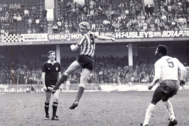United's Tony Philliskirk heads for goal against Portsmouth in April 1986.