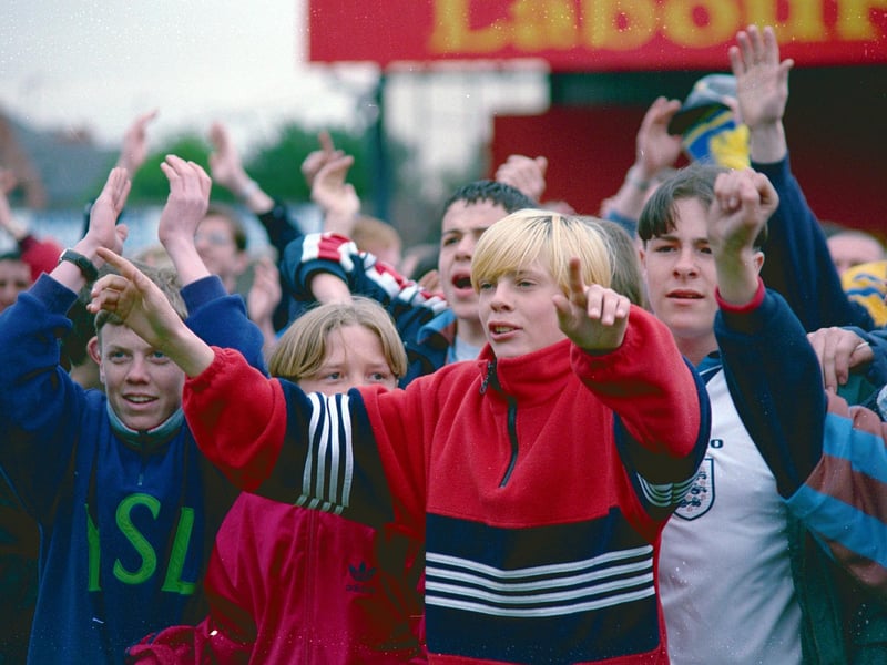 A pitch invasion after Stags v Swansea in May 1998 as protests grow against chairman Keith Haslam.