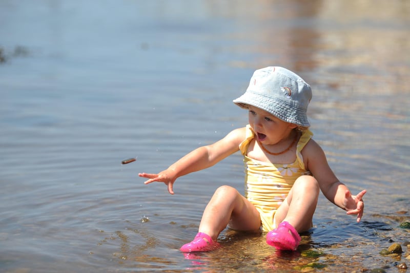 Aurora Rose Bamford, enjoying the hot weather at Hartlepool Headland's Fishsands.