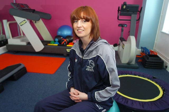 Doncaster Knights physiotherapist Vicky Chapman at her private clinic at Heather Court, Shaw Wood Way in 2010. She is pictured in her rehabilitation gym
