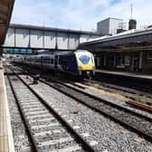 Rail services between Sheffield and Lincoln have been disrupted by the flooding. File picture shows a train in Sheffield Station