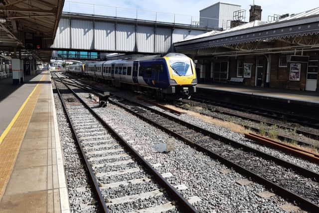 Rail services between Sheffield and Lincoln have been disrupted by the flooding. File picture shows a train in Sheffield Station