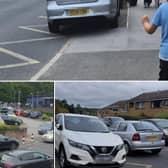 Cars are seen badly parked outside Whiteways Primary School. The school said it has been an ongoing problem.