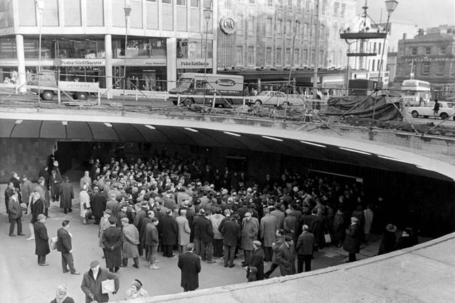 The opening of the new Castle Square  'Hole in the Road' subway, November 27, 1967