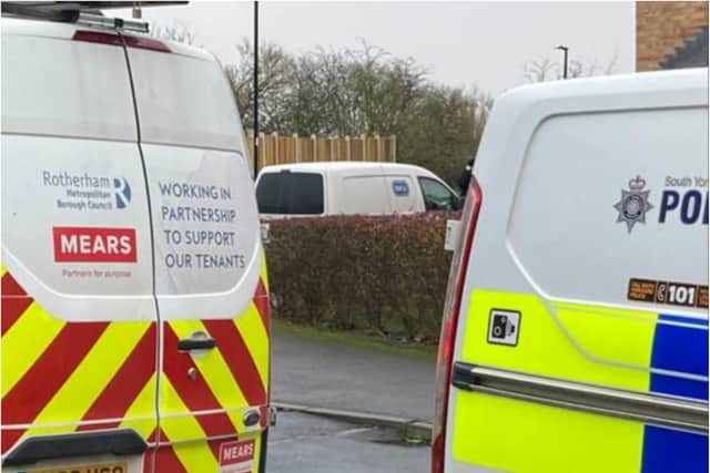 Dogs were seized from a house in Rotherham yesterday over welfare concerns
