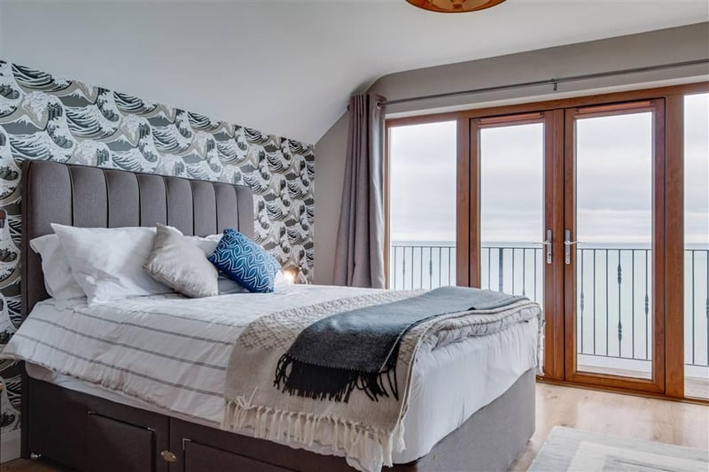 Bedroom with sea views.