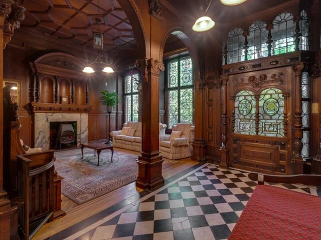 You get a sense of the amazing internal architecture at the Glasgow home as soon as you walk through the front door. This elaborately panelled entrance hall shows the detailed upgrade the house was given in 1900, 30 years after it was originally built.