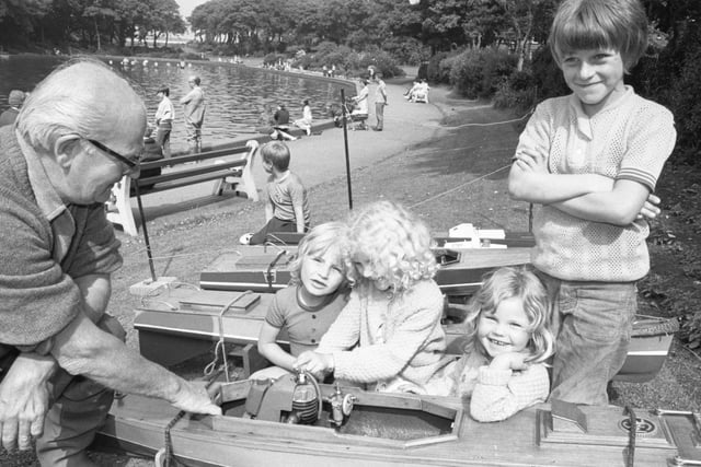 Back to July 1975 and here is a scene from model boat race event at Roker Park lake. Robert Batty is pictured showing left to right: Dean Hall, 6 and his sisters Anne- Marie, 7, and Louise 5, and their friend David Edmonson, 7, his model boat.