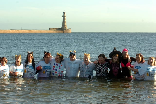 Greggs does so much good work in the community. Pictured are staff from various Greggs shops taking part in a dip at Roker beach in aid of Children in Need nine years ago.