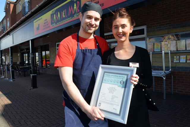 Head chef Chris Burns and manager Laura Burns with confirmation of their five star hygiene rating in 2015. Picture by FRANK REID