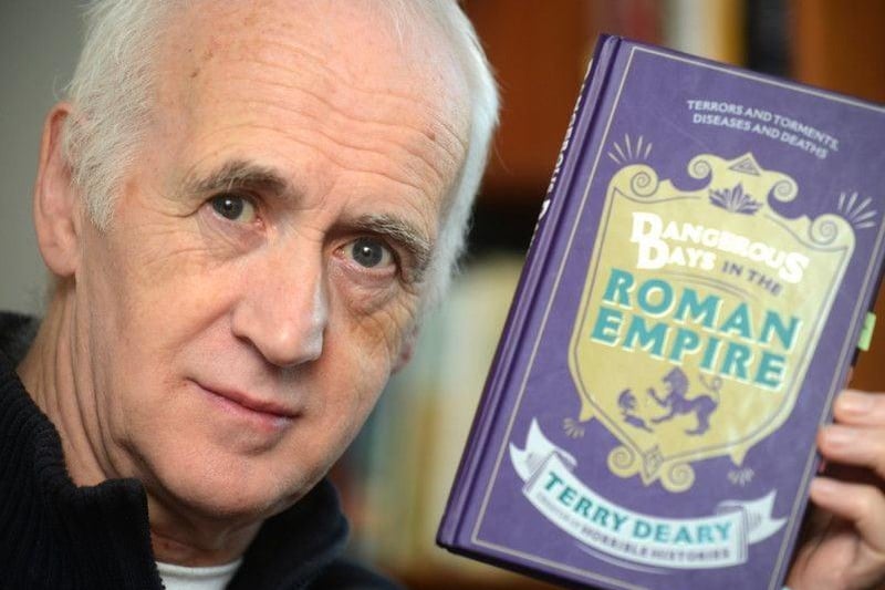 Terry Deary is one of Britain’s top selling authors, with more than 200 books published since the 1970s. Sales exceed 33 million, have been printed in 45 languages and adapted for television and film. By far his most successful books are his Horrible Histories for children, starting in the 1993 with The Terrible Tudors, then on to Groovy Greeks, Awful Egyptians, Rotten Romans and many more. Deary was born in Sunderland in 1946. His father Bill Deary ran a butcher shop in Hendon. Terry worked there too as a boy and still likes to tell gruesome stories about the place.