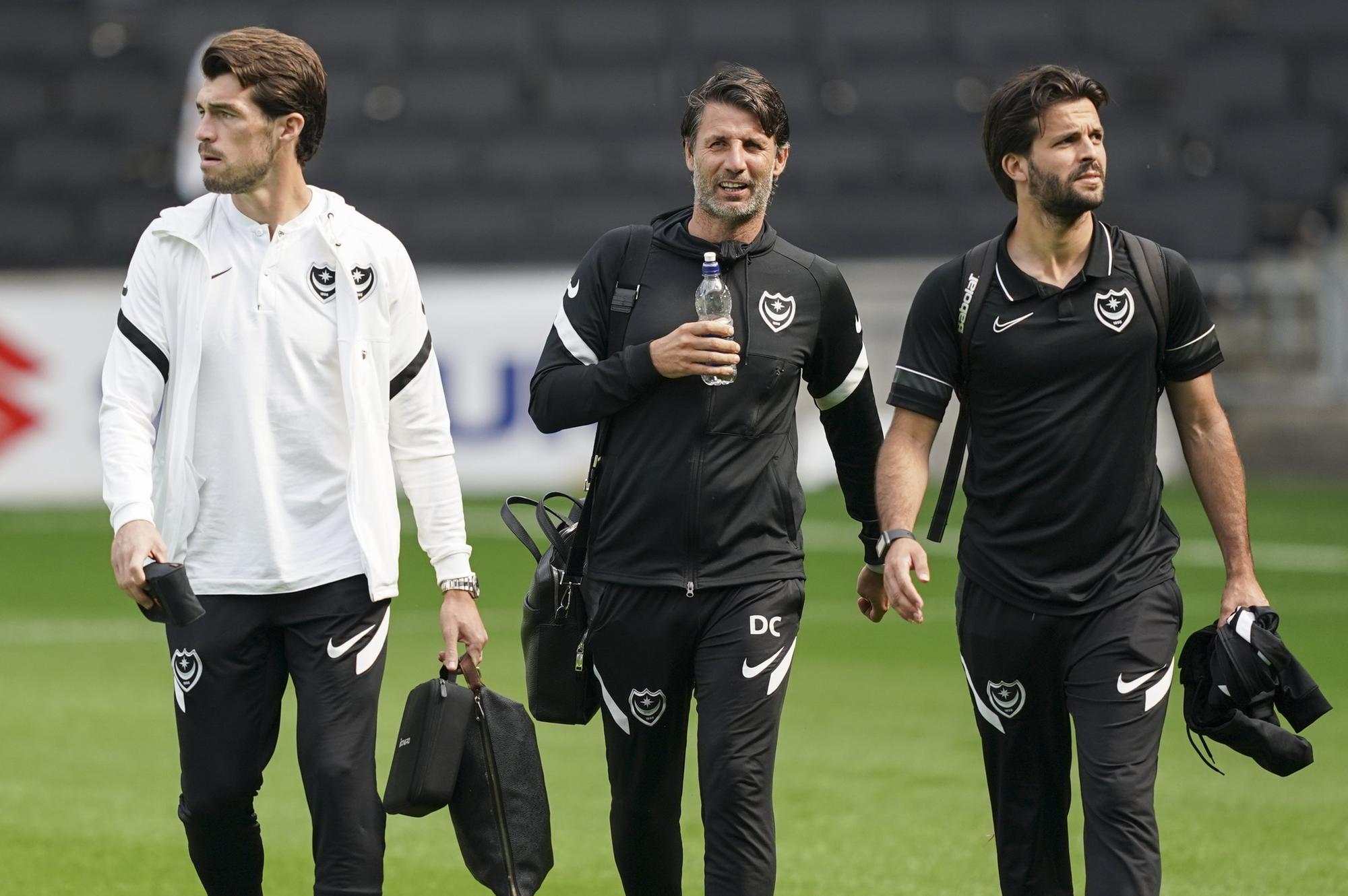 Danny Cowley, centre, will be calling upon the services of some of his senior players for tonight's Hampshire Senior Cup game at Basingstoke.
