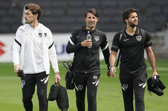 Danny Cowley, centre, will be calling upon the services of some of his senior players for tonight's Hampshire Senior Cup game at Basingstoke.