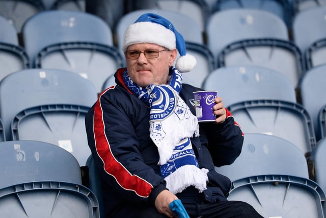 This fan settles himself in ahead of the Blues' game against Ipswich just before Christmas.
