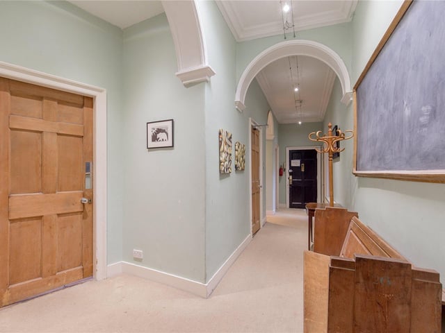 The hallway has room for extra storage.