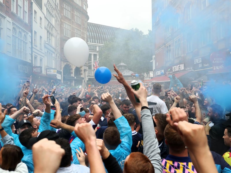 Fans fill the sky with blue for Scotland in the hope of clenching a victory in the football match (Photo: Kieran Cleeves/PA Wire).