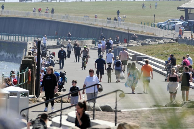 Crowds flocked to Sunderland's seafront as temperatures reached 21C.