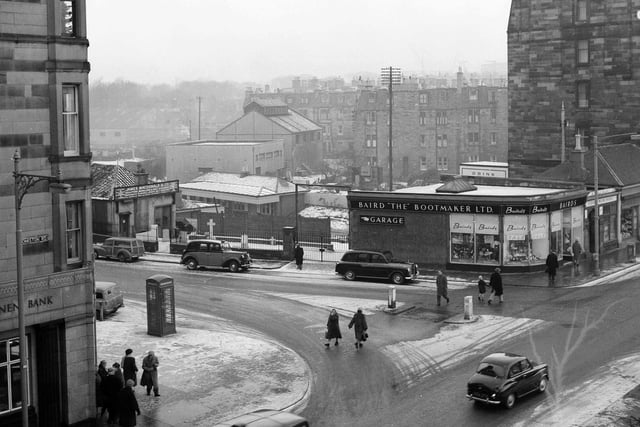 Part of Morningside Road pictured in January 1963. It had recently been bought by Grampian Properties for a supermarket development.