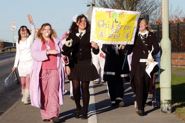 These Hebburn College students were walking to the South Tyneside College site for Children in Need in 2004. Are you pictured?