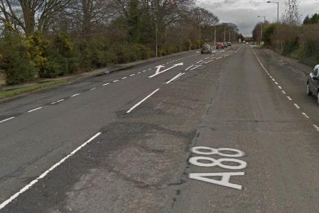 Temporary traffic lights will be installed on the A88, Bellsdyke Road, Larbert from November 30 until December 8 as part of cabling work by Openreach. Picture: Google.