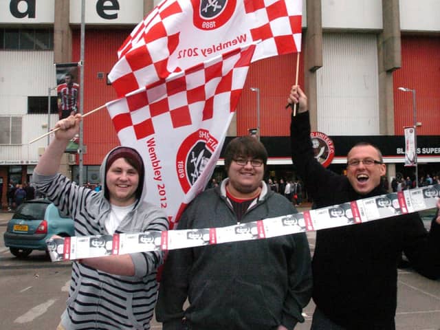Kieron Greveson, Dave Greveson and Craig Thistlethwaite are all smiles after getting their tickets