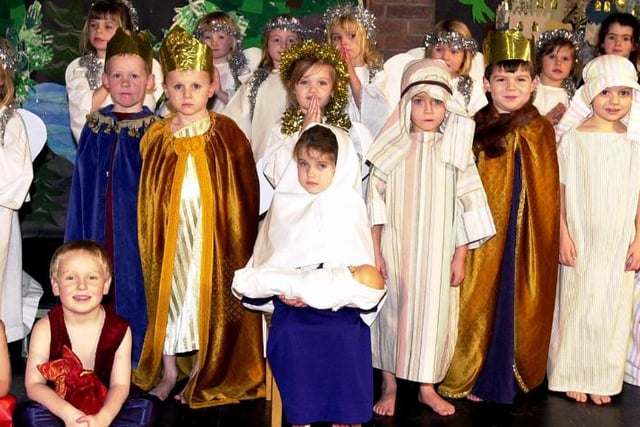 Tickhill Eastfield School pupils performing a nativity in 2003.